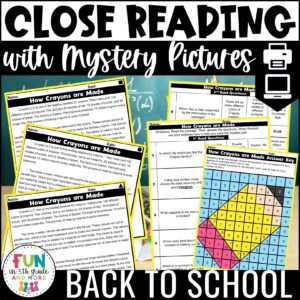 School Themed Reading Comprehension Passages with Mystery Grid Pictured