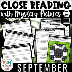 September Reading Comprehension Passages with Mystery Grid Pictured