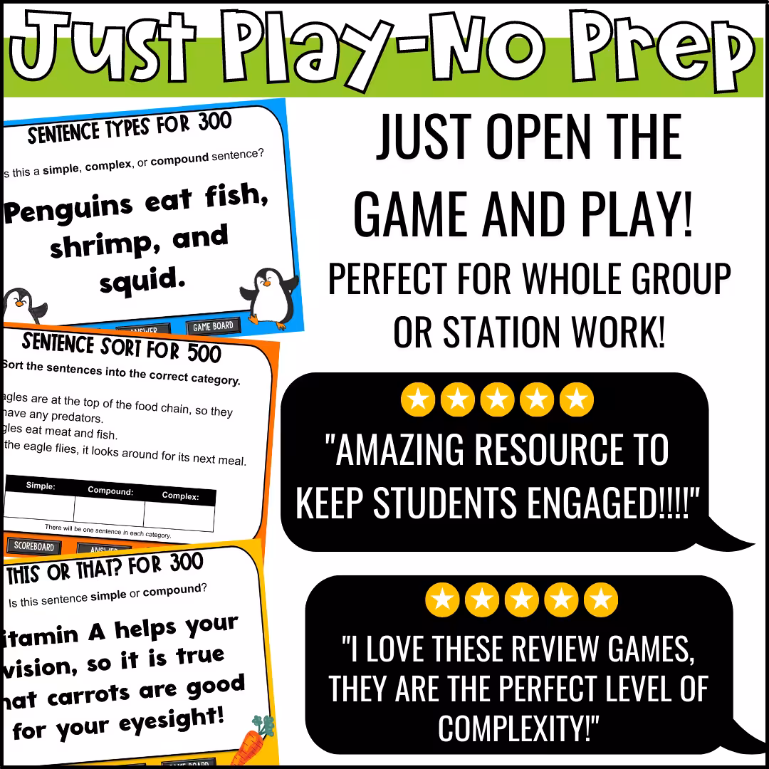 Simple Complex and Compound Sentences Game Show (11)