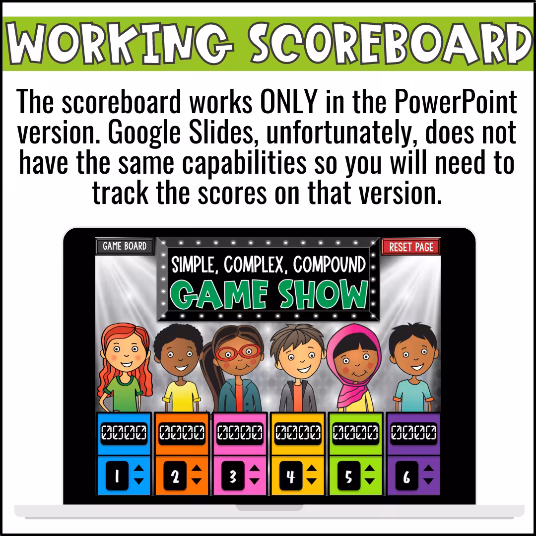 Simple Complex and Compound Sentences Game Show (2)