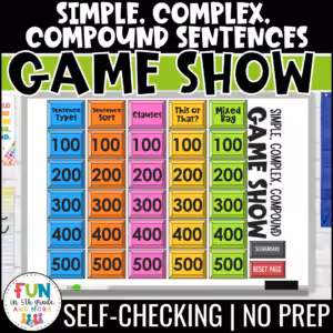 Simple, Complex, and Compound Sentences Game Show