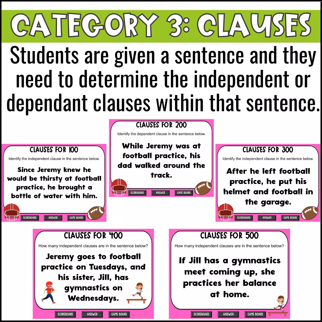 Simple Complex and Compound Sentences Game Show (6)