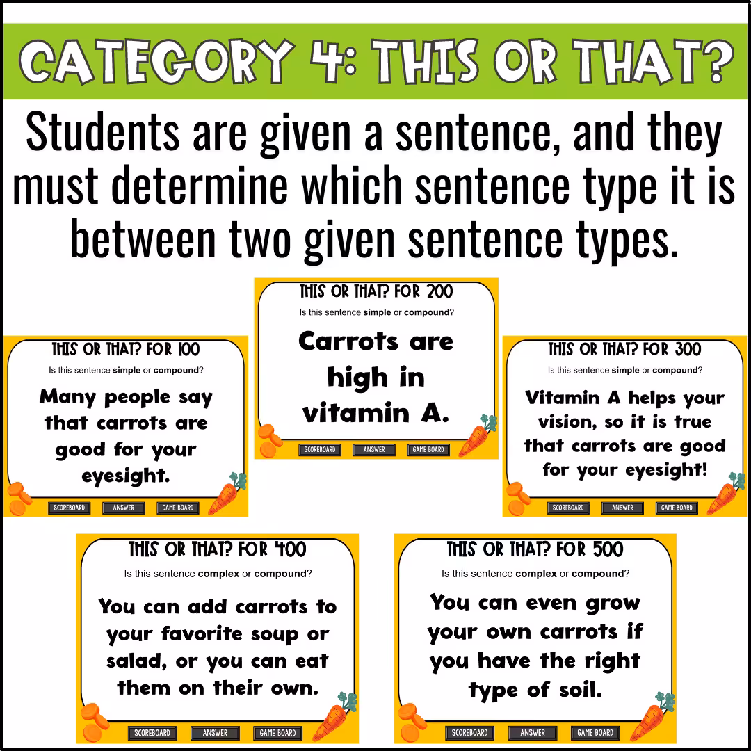 Simple Complex and Compound Sentences Game Show (7)