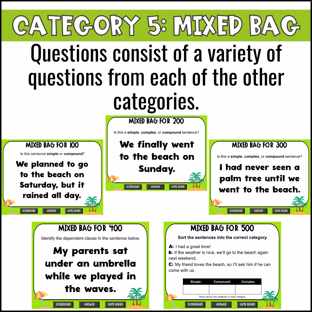 Simple Complex and Compound Sentences Game Show (8)