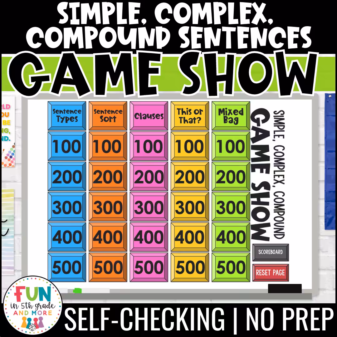 Simple, Complex, and Compound Sentences Game Show
