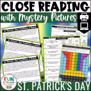 St. Patrick's Day Reading Comprehension Passages with Mystery Picture Activity
