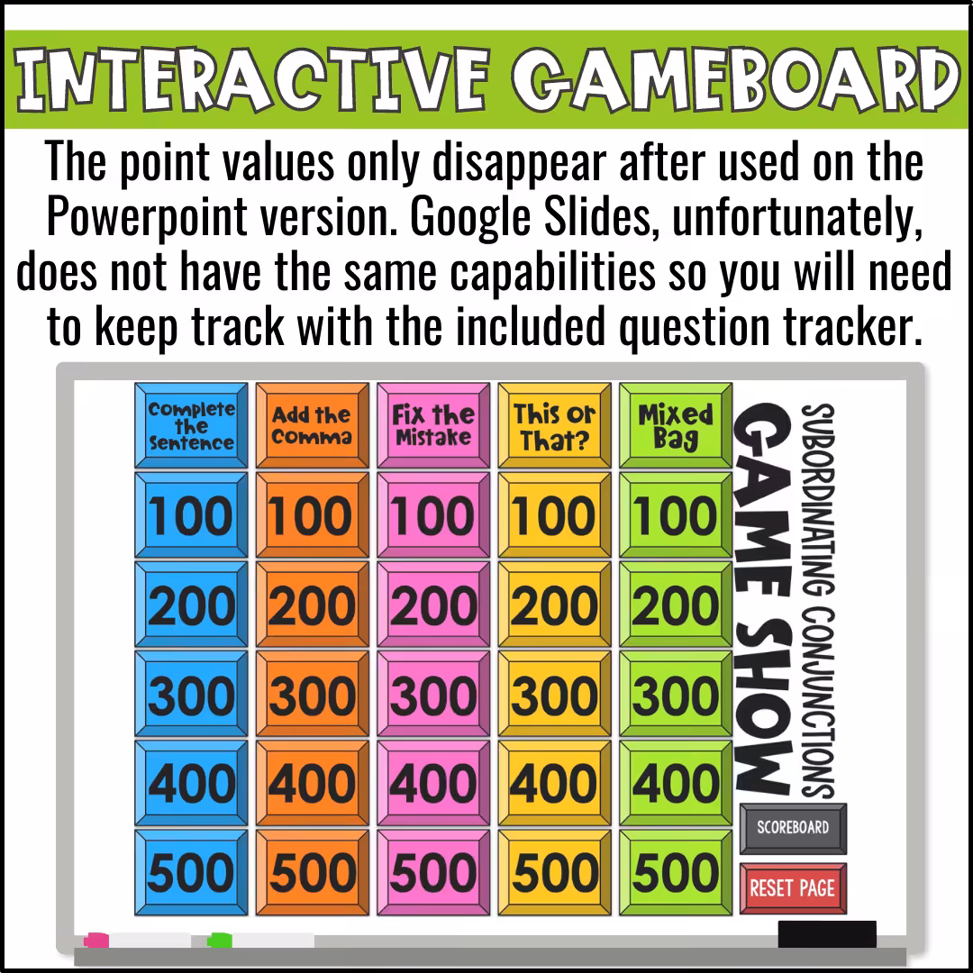 Subordinating Conjunctions Game Show (3)