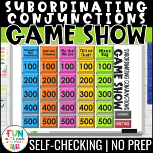 Subordinating Conjunctions Game Show