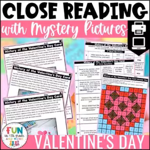 Valentine's Day Reading Comprehension Passages with Mystery Grid Pictured
