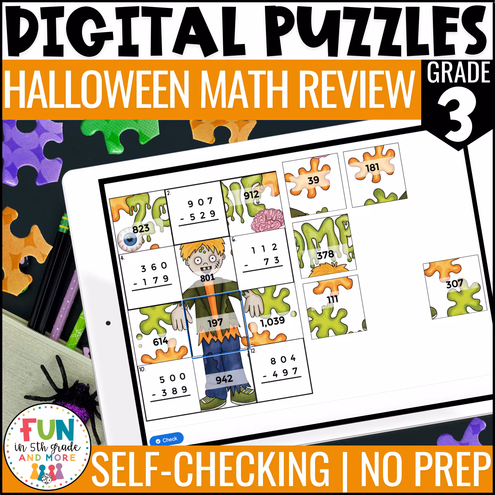 3rd Grade Halloween Math Puzzles
