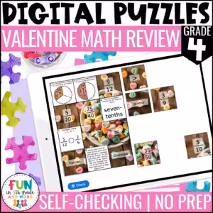 4th Grade Valentine Math Puzzles Digital Review