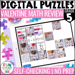 5th Grade Valentine Math Puzzles Digital Review