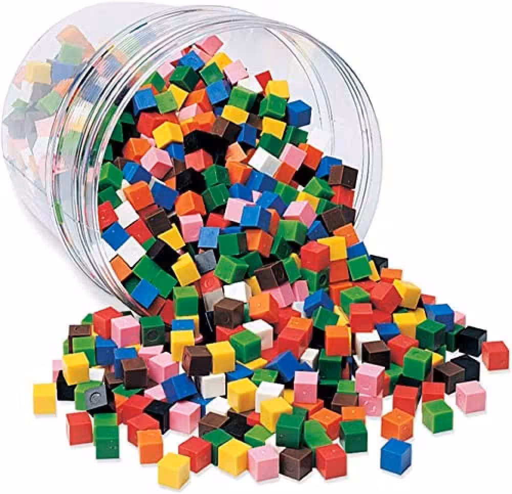 Very small plastic cubes