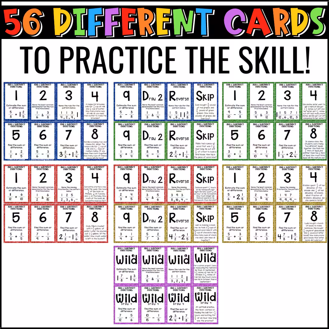 Add and Subtract Fractions U-Know Math Review Game (3)