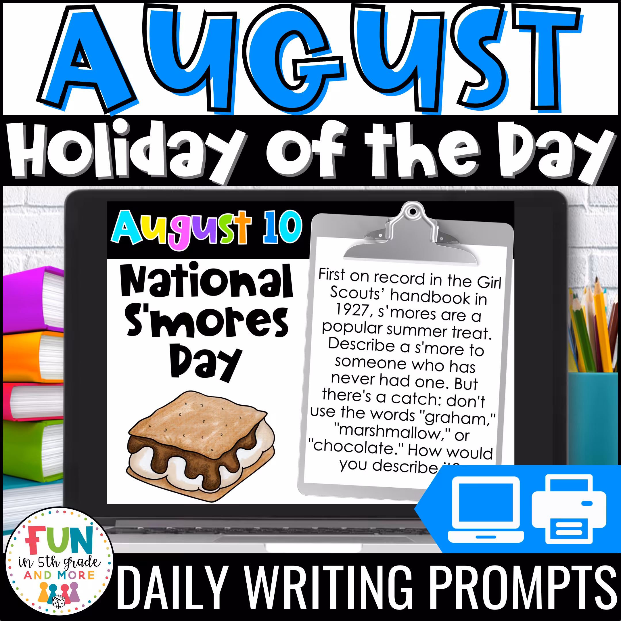 August Daily Writing Prompts Holiday of the Day