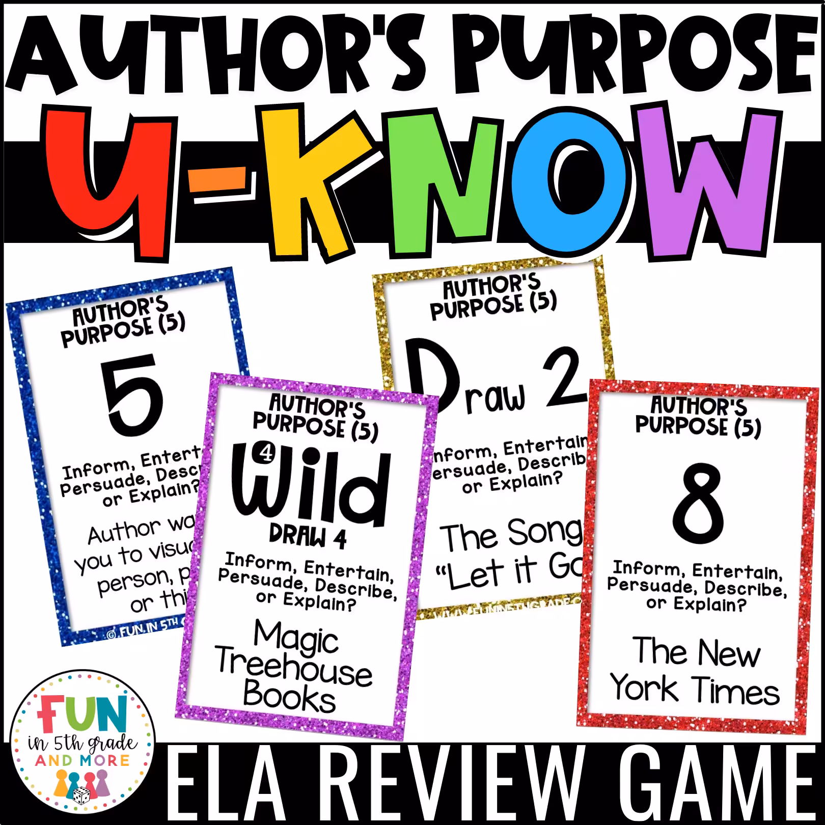 U-Know Author's Purpose Review Game (5 types)