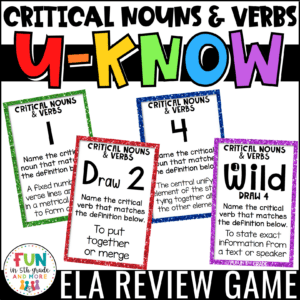 U-Know Critical Nouns and Verbs Review Game