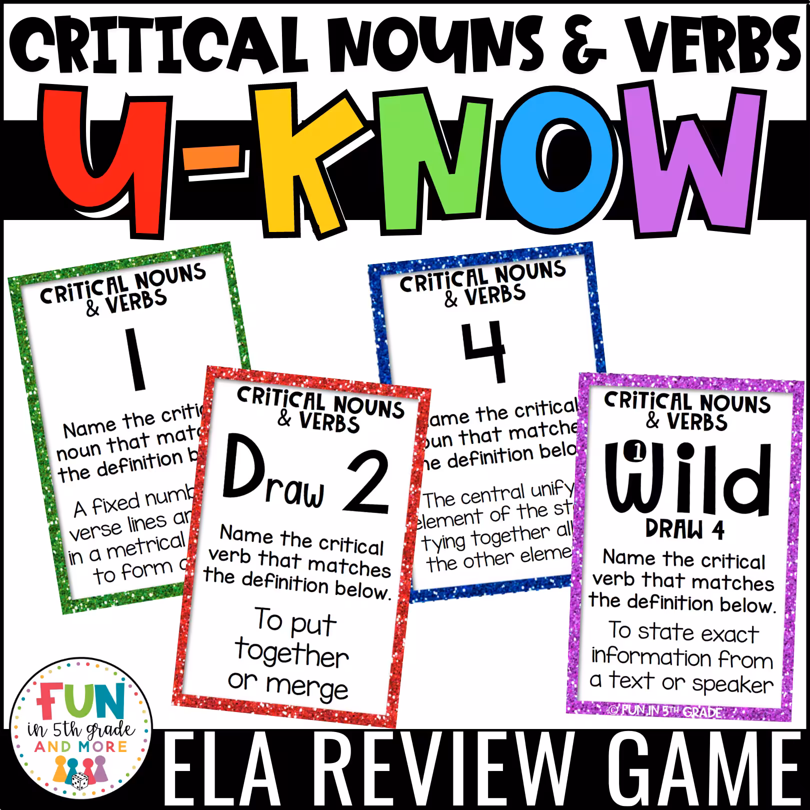 U-Know Critical Nouns and Verbs Review Game