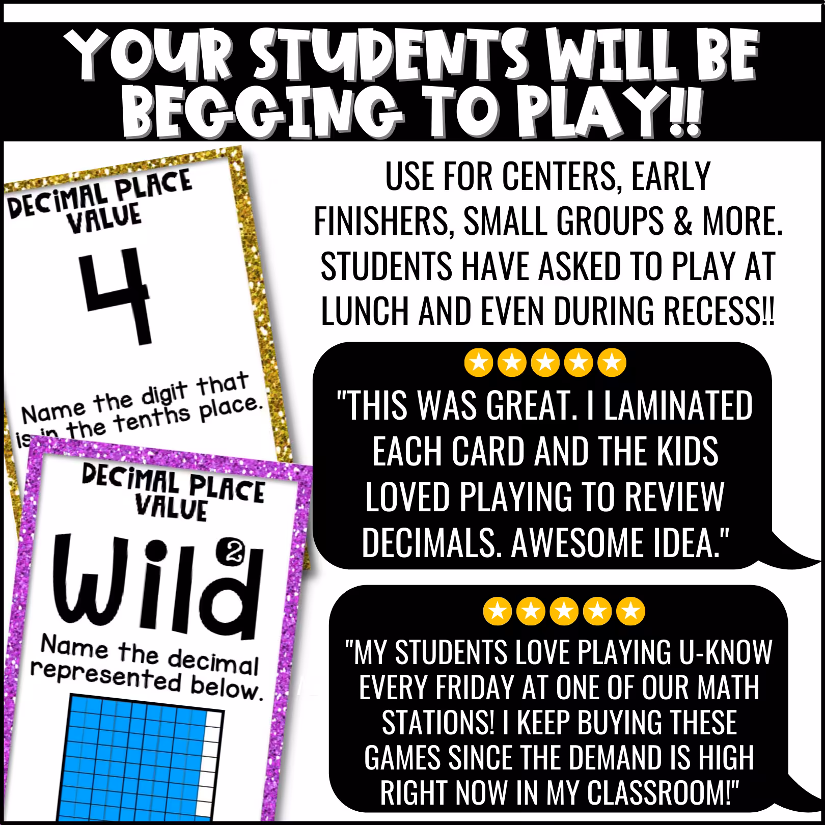 Decimal Place Value U-Know Math Review Game (5)