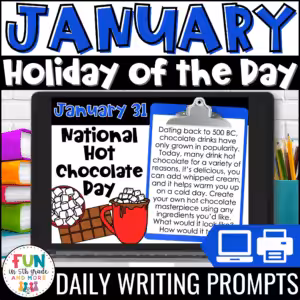 January Daily Writing Prompts Holiday of the Day