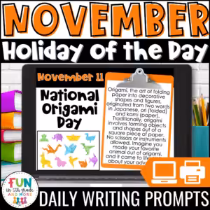November Daily Writing Prompts Holiday of the Day