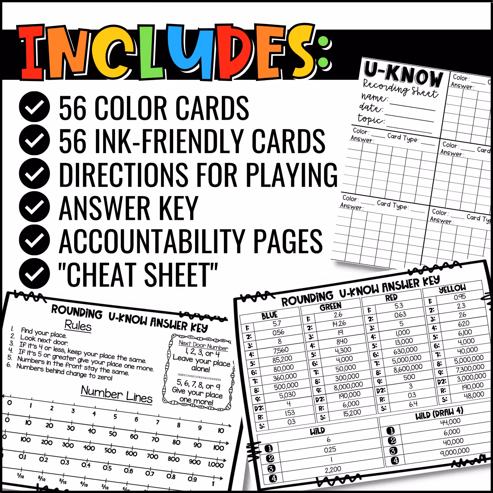 Rounding Whole Numbers and Decimals U-Know Math Review Game (4)