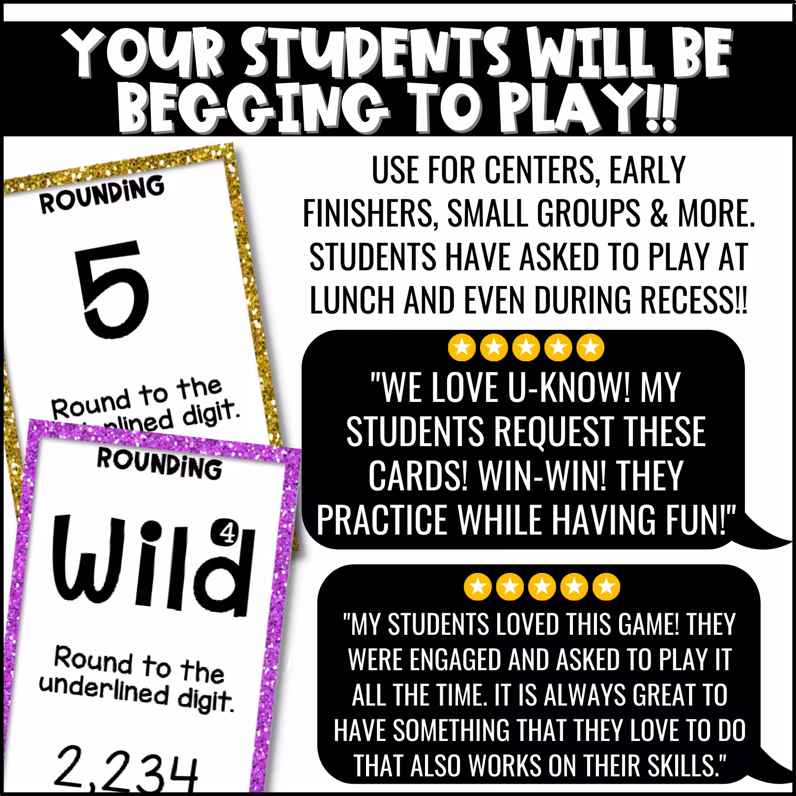 Rounding Whole Numbers and Decimals U-Know Math Review Game (5)