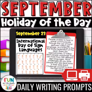 September Daily Writing Prompts Holiday of the Day