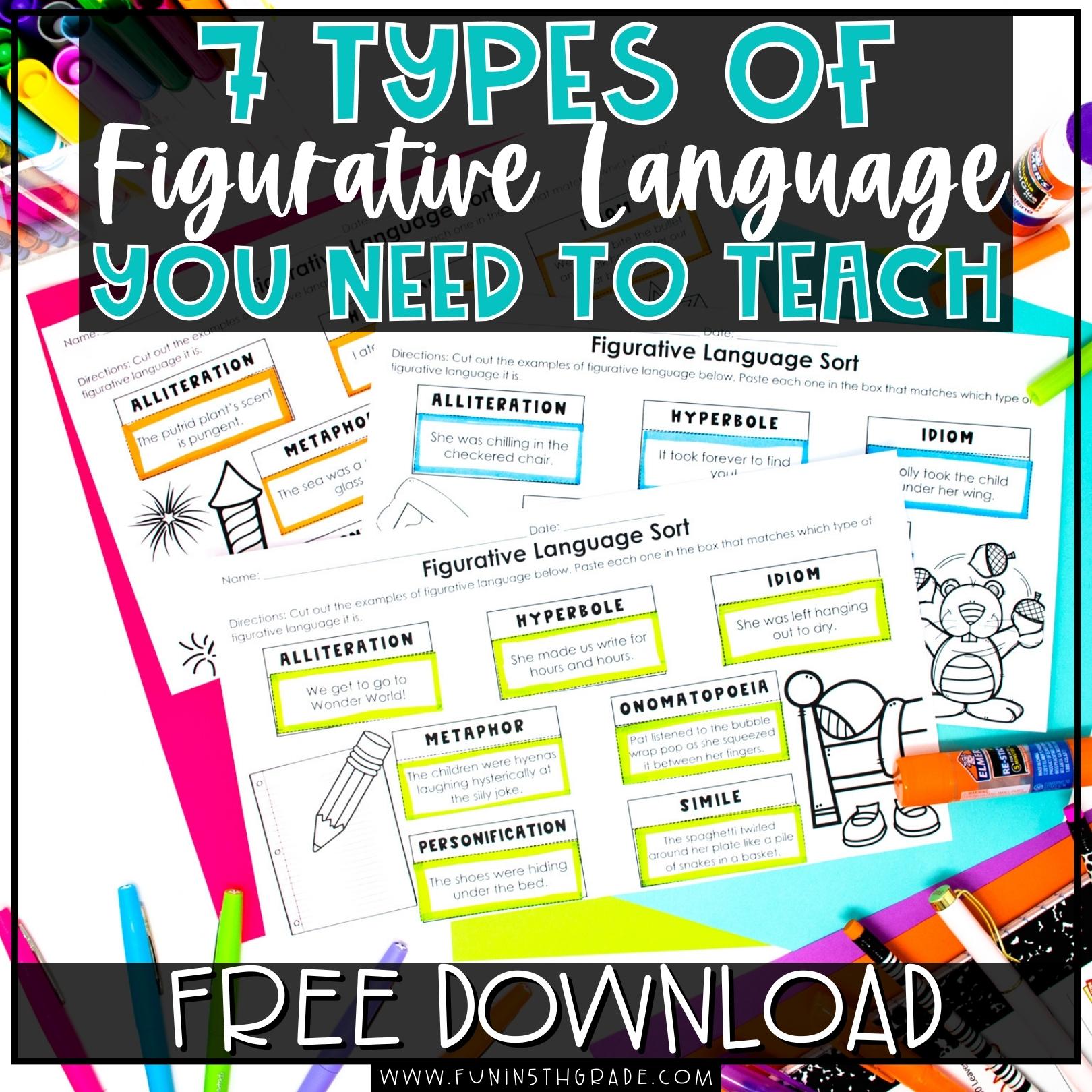 7 Types of Figurative Language you Need to Teach in Upper Elementary (Blog Post)