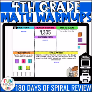 4th Grade Math Morning Work | Digital Warm Ups | Distance Learning