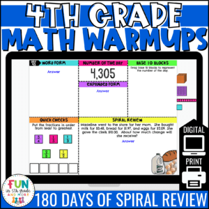 4th Grade Math Morning Work | Digital Warm Ups | Distance Learning
