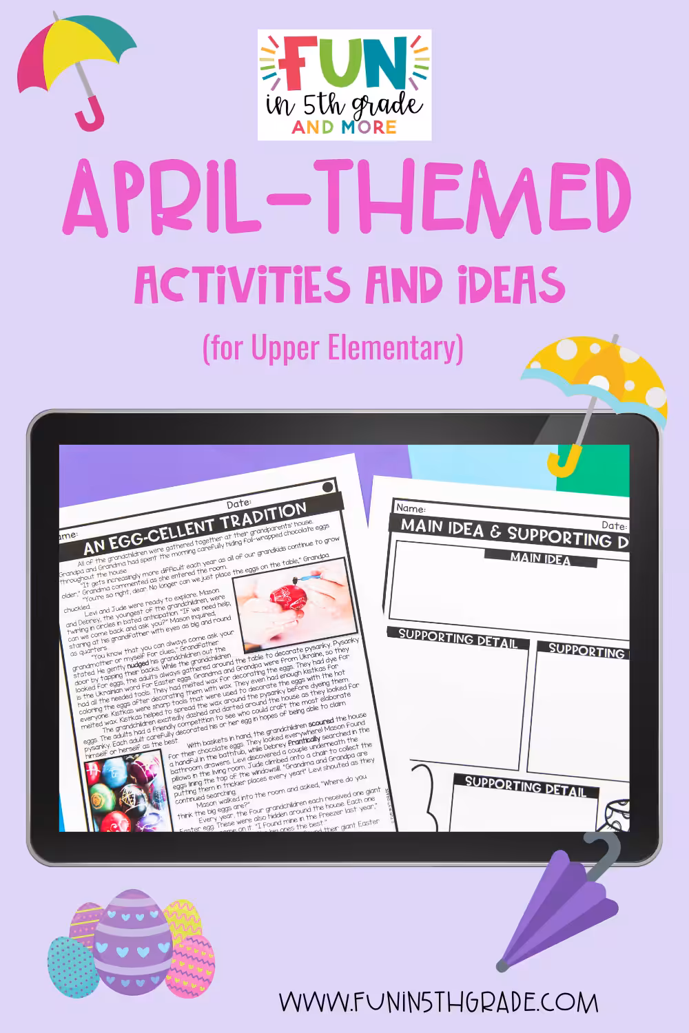 April-Themed Activities and Ideas for Upper Elementary (Pinterest Pin)