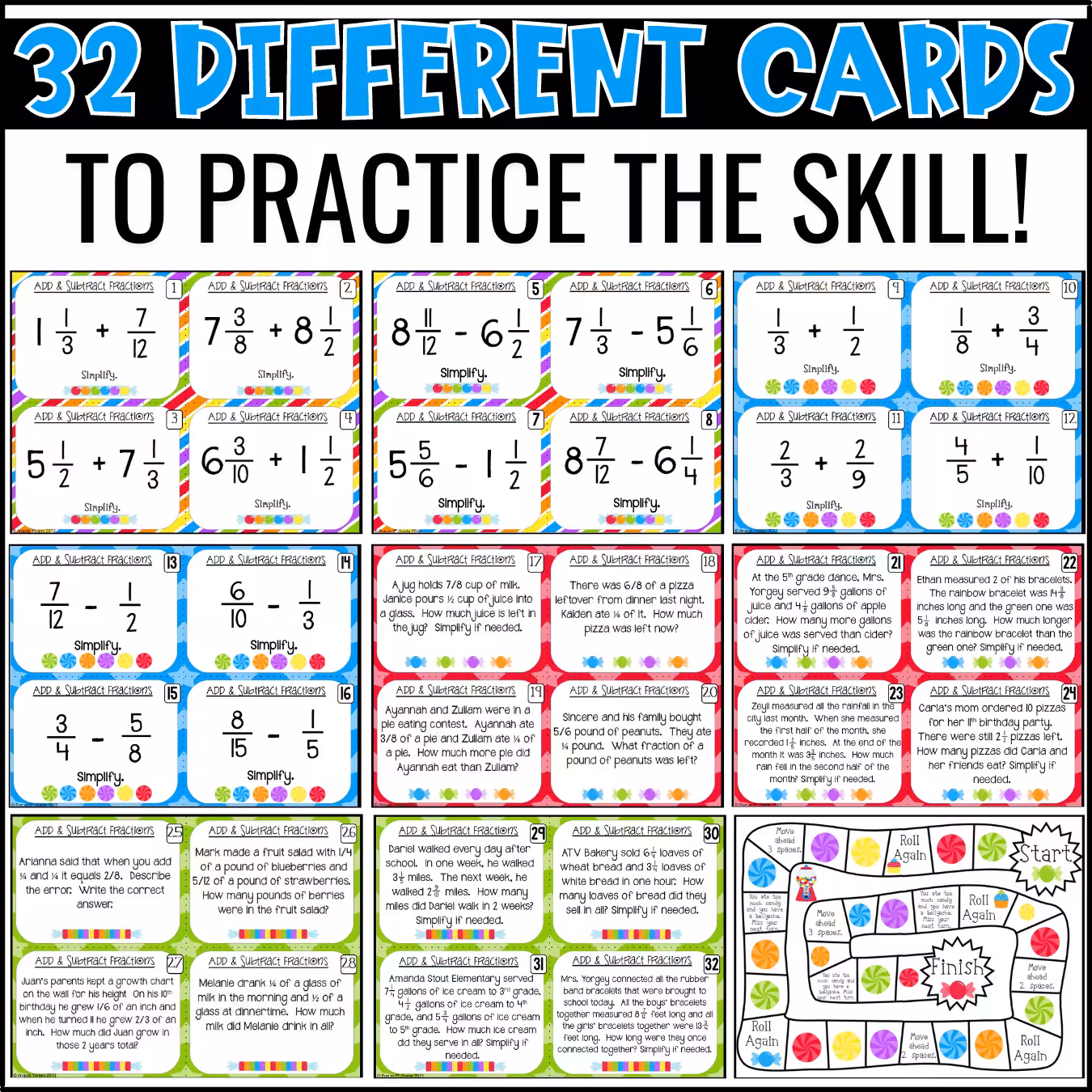 Add and Subtract Fractions Task Cards (2)