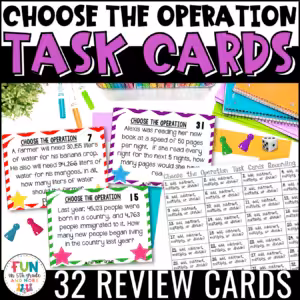 Word Problem Task Cards: Choose the Operation Math Review
