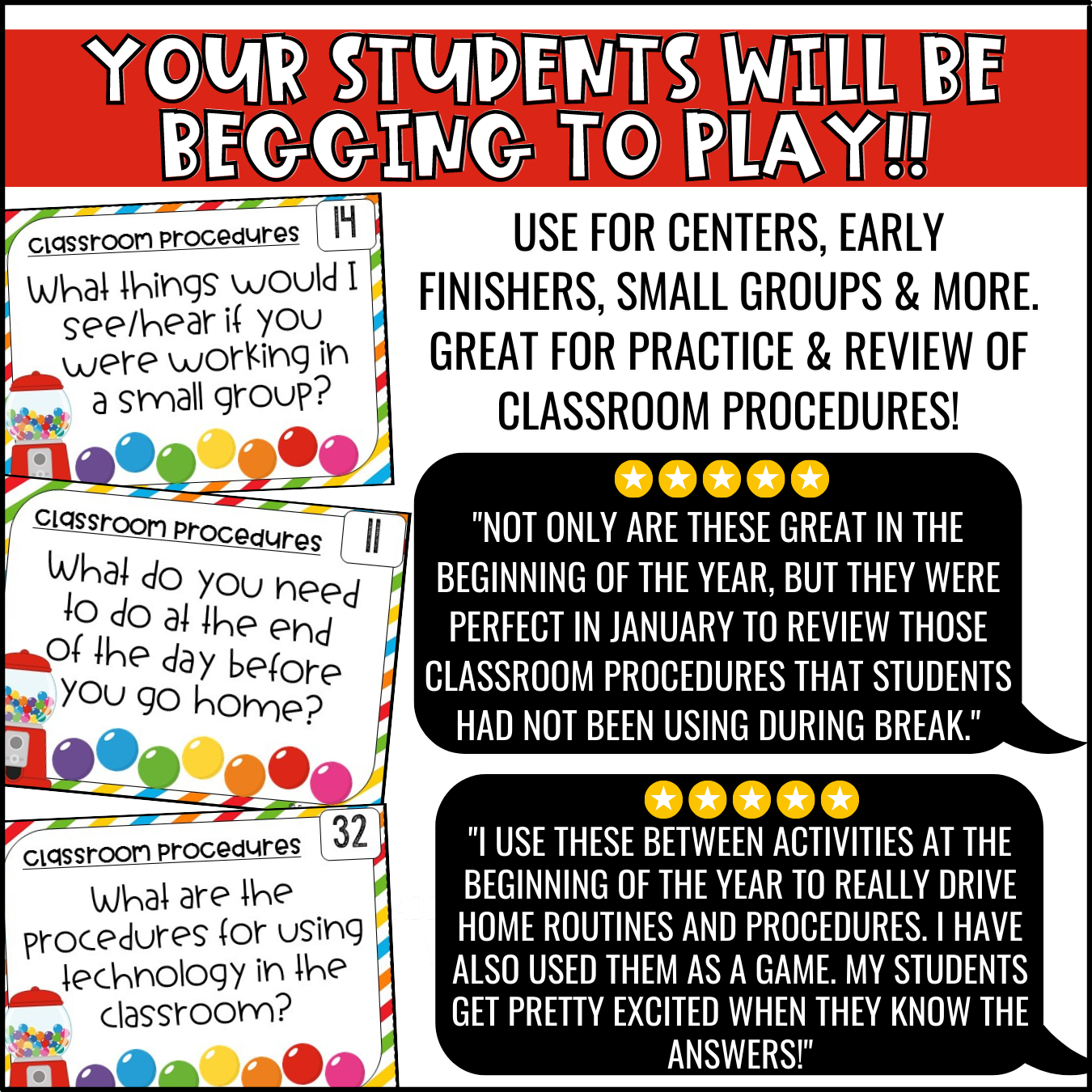 Classroom Procedures Task Cards (4)