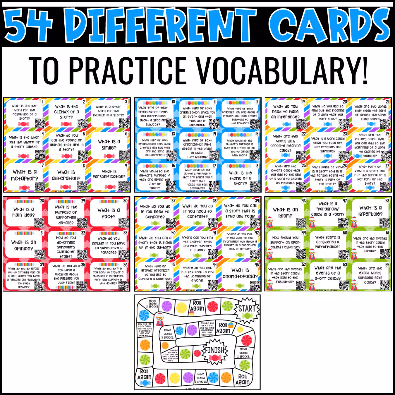 ELA Vocabulary Task Cards with QR Codes (2)