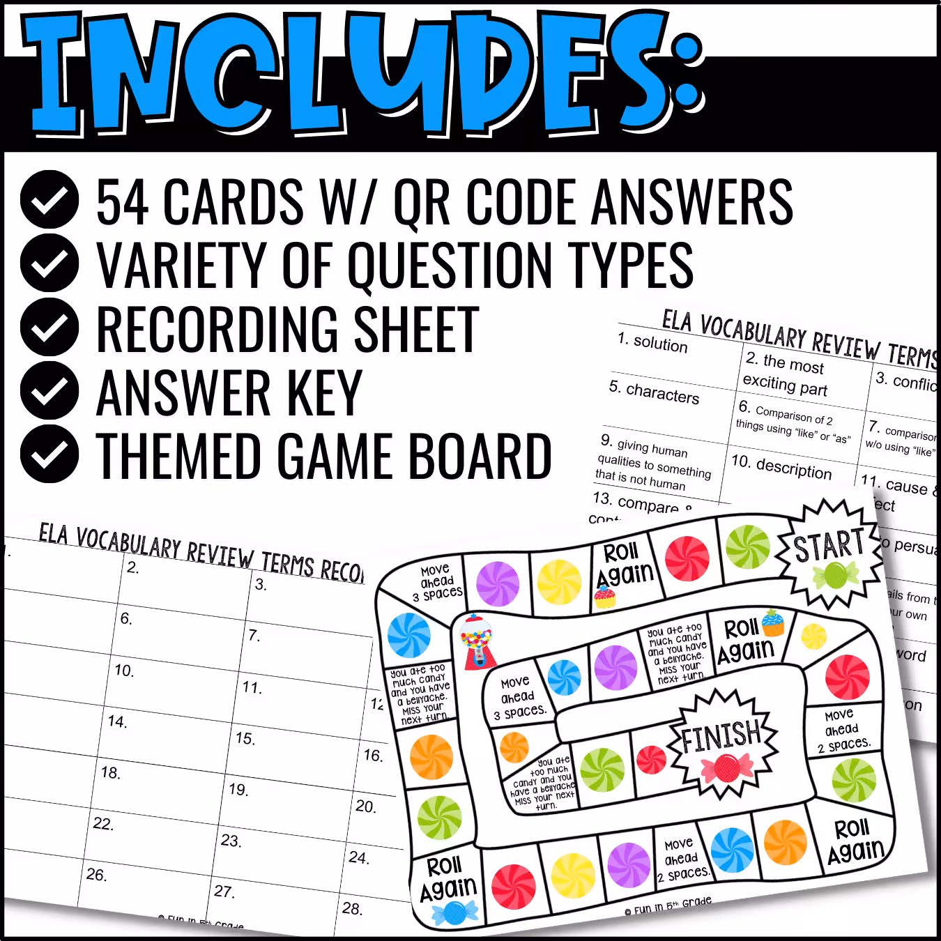 ELA Vocabulary Task Cards with QR Codes (3)