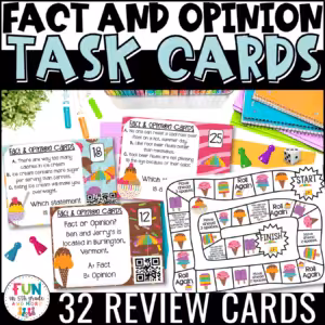 Fact and Opinion Task Cards & Game with QR Codes