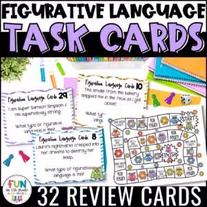 Figurative Language Task Cards & Game {Similes, Metaphors, Alliteration & MORE!}