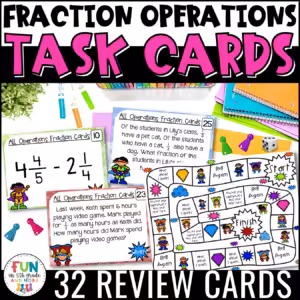 Fractions All Operation Task Cards & Game Math Review