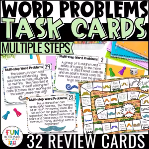 Multiple Step Word Problem Task Cards Math Review