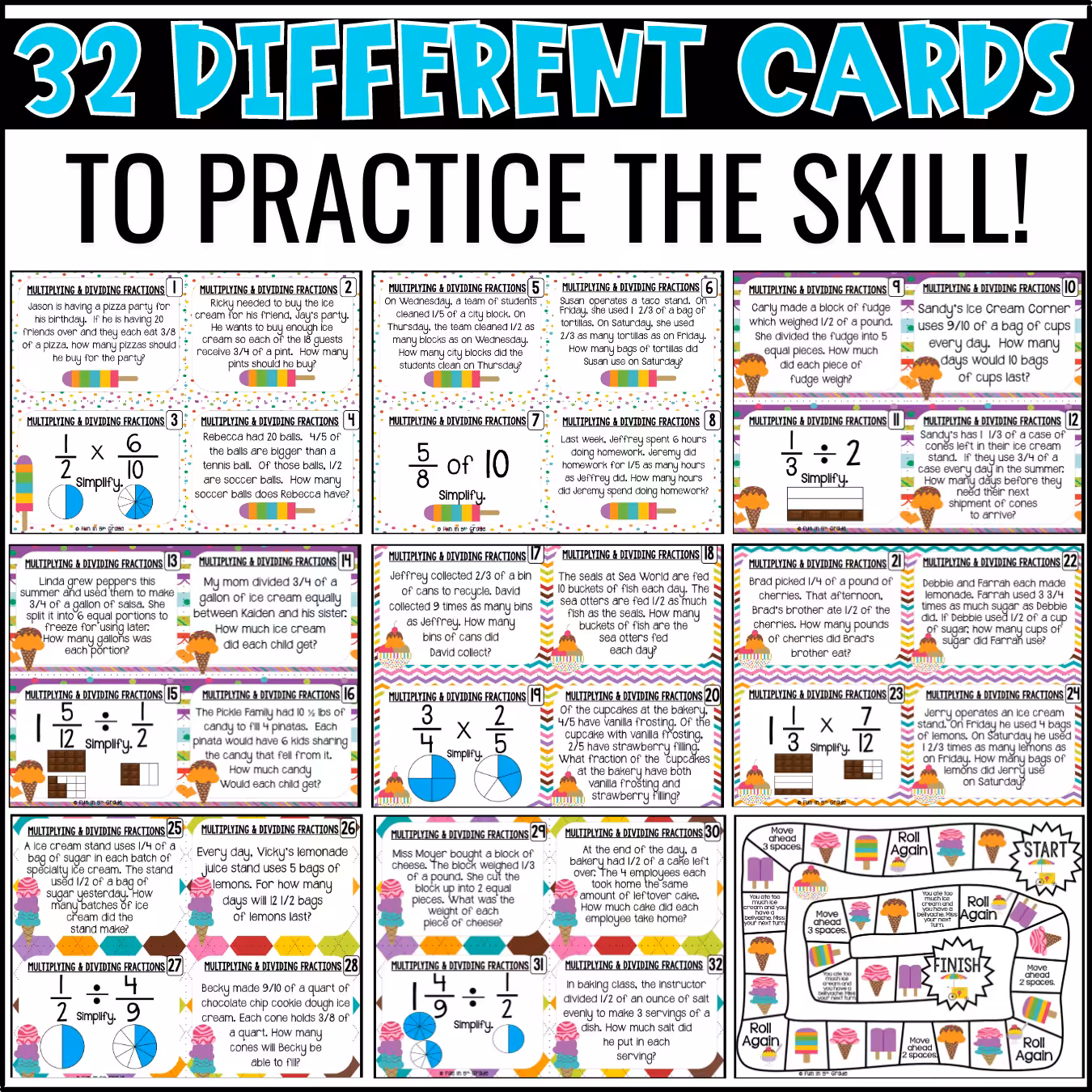 Multiply and Divide Fractions Task Cards (2)