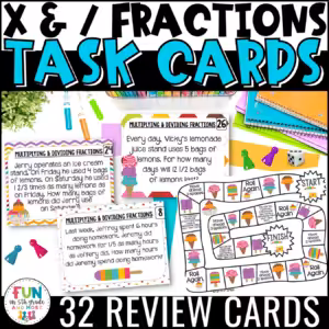 Multiply and Divide Fractions Task Cards & Game with Word Problems Math Review