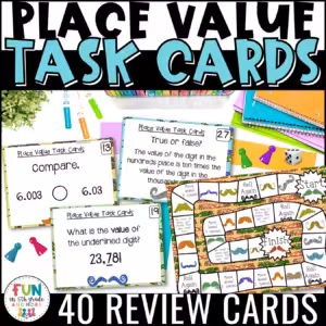 Place Value Task Cards & Game Math Review