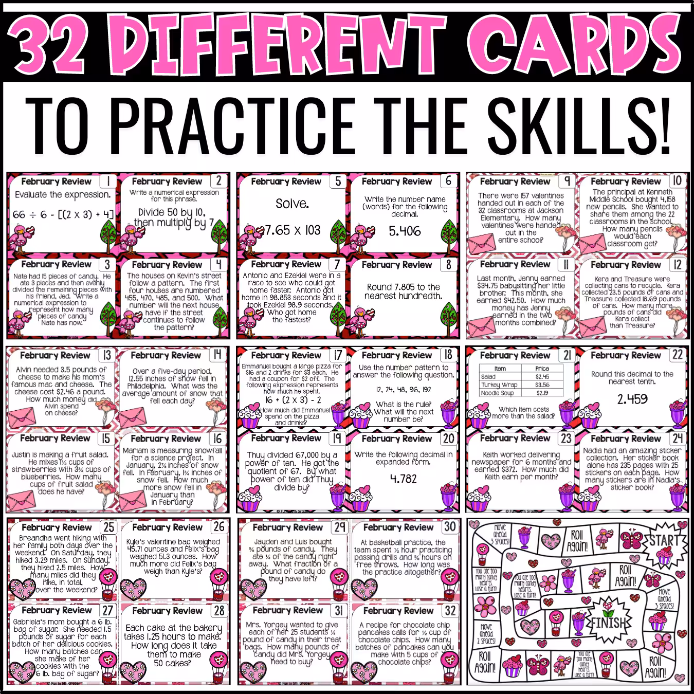 Spiral Math Review Task Cards February (2)