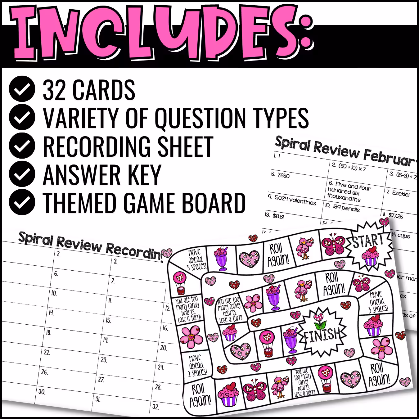 Spiral Math Review Task Cards February (3)