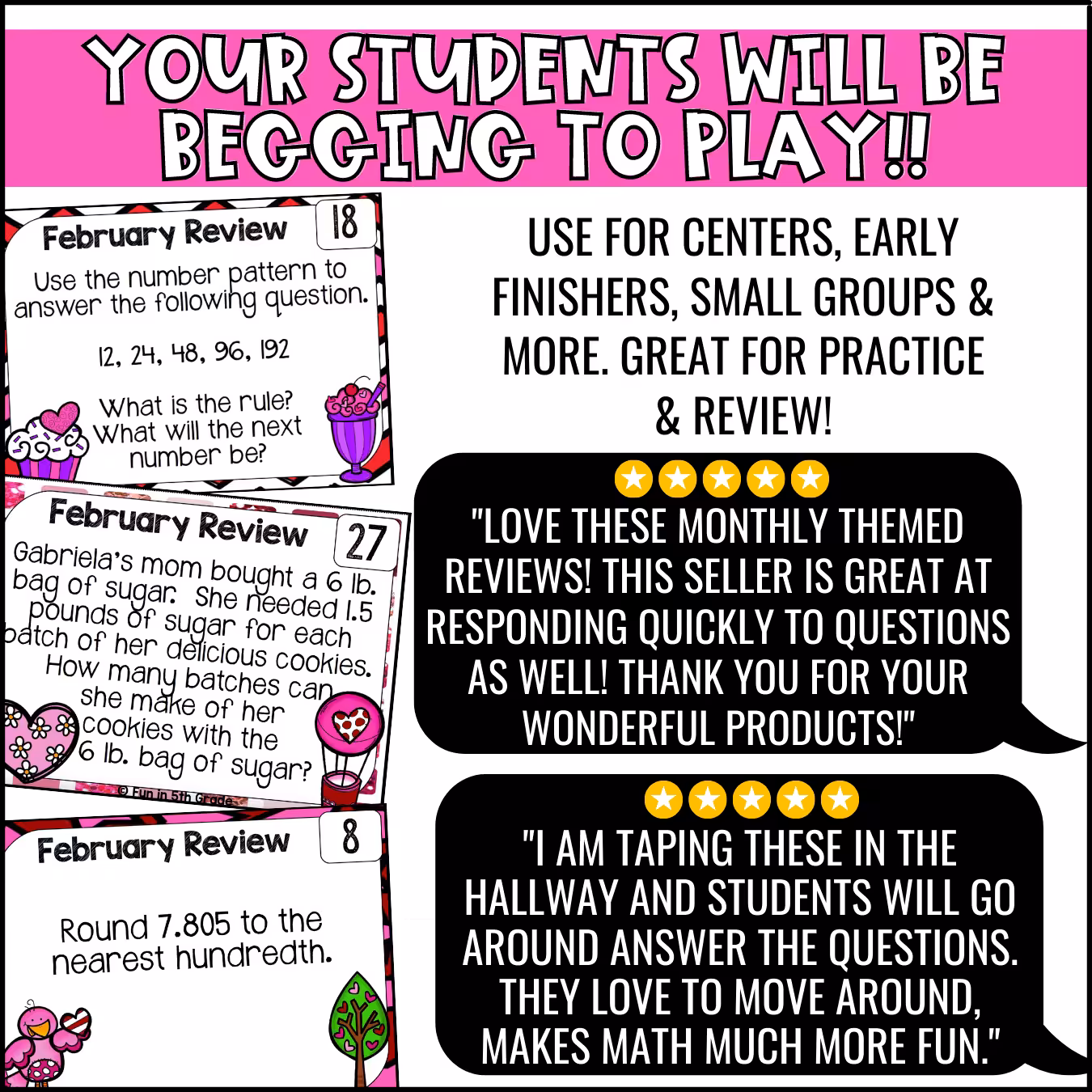 Spiral Math Review Task Cards February (4)