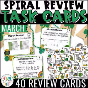 Math Spiral Review Task Cards for March {5th Grade}