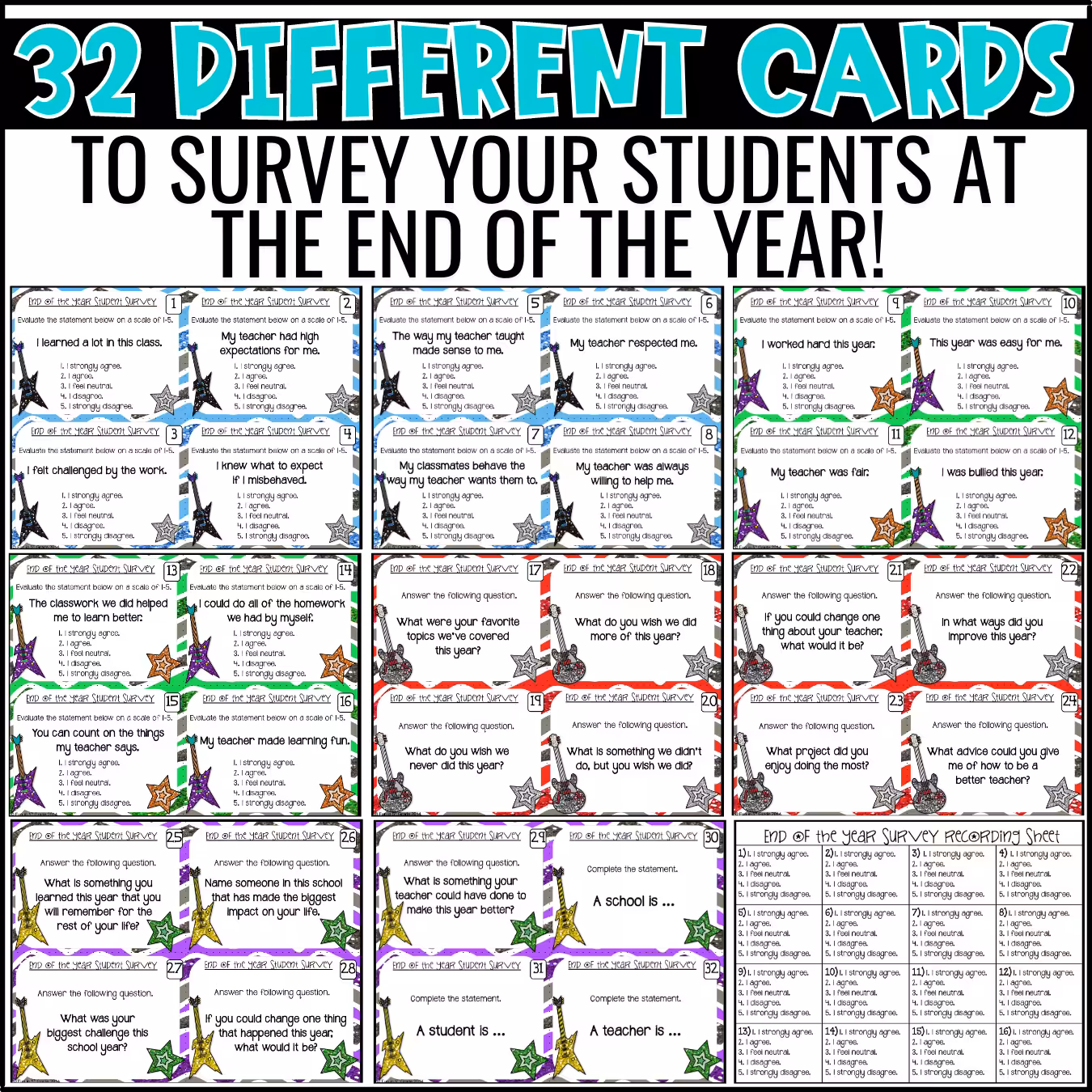 Student Survey Task Cards (2)