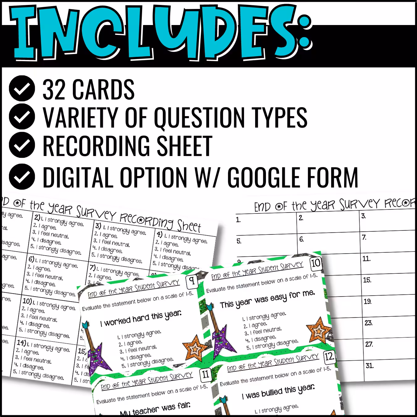 Student Survey Task Cards (3)